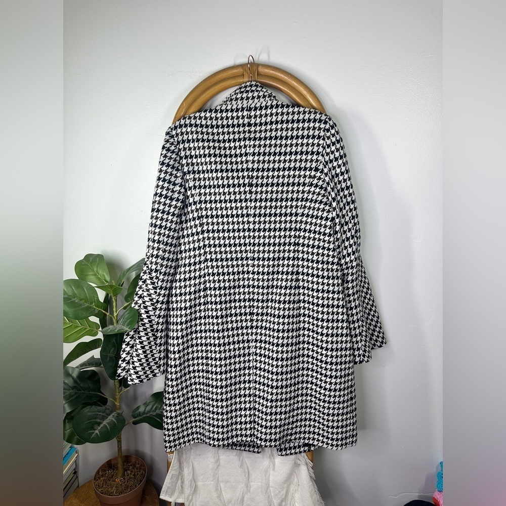 Derek Lam Houndstooth Brown Bell Sleeve Coat sz 48 / 12 - Picture 6 of 11